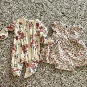 Floral Baby Onesie and Dress Set